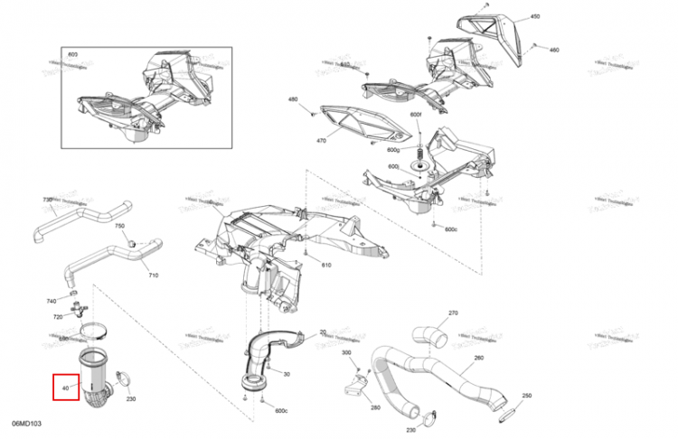 Впуск глушитель Ski-Doo Expedition 900 ACE Turbo SE (2024) (508001297)