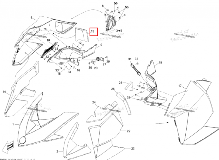 Правый панель задний поролон Ski-Doo Summit X 800R Power T.E.K. (2009) (517303982)