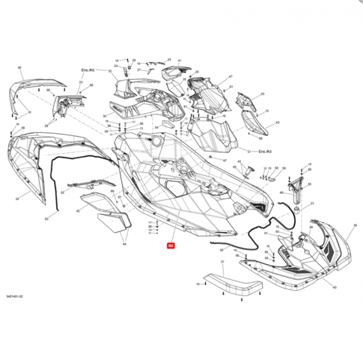 291004646 Корпус верхний Sea-Doo SPARK