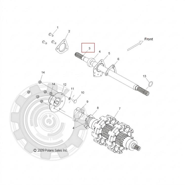 1333019 Вал ведомого вариатора 3" для снегоходов Polaris 600/800 RMK/PRO RMK/AXYS PRO RMK 1332663