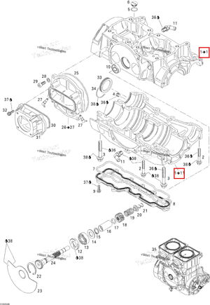Картер двигателя 787 в сборе серебристый Sea-Doo 420891140