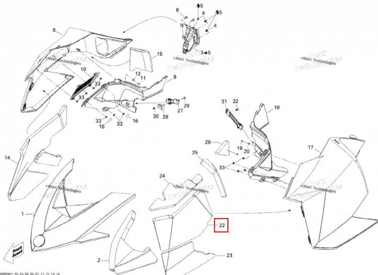 Левый панель Center поролон Ski-Doo Summit X 800R Power T.E.K. (2009) (517303983)