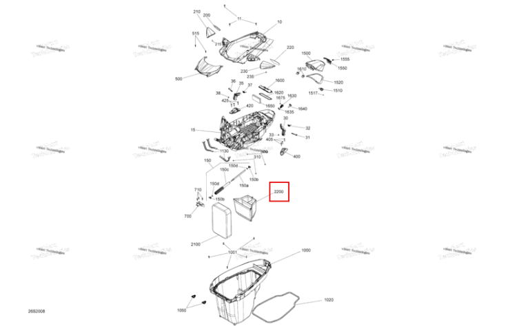 Задний Bin Organiser в сборе Sea-Doo GTX 300 (2020) (295100836)