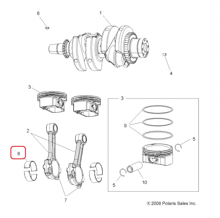 3514989-027 Вкладыш шатунный синий для квадроциклов Polaris SPORTSMAN 850/1000 3514645-027