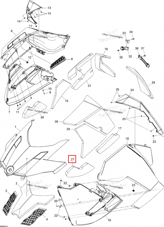 Левый низкий Pannel поролон Ski-Doo GTX LE 1200 4-TEC (2009) (517304059)