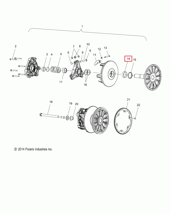 3514641 3576502 Втулка вариатора Polaris BEARING, COVER, фото 2