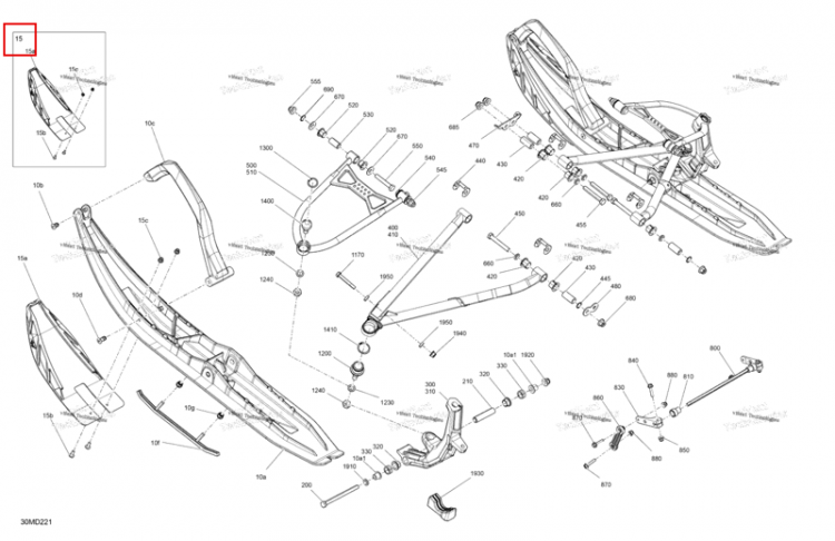 Лыжа наконечник включает 15 to 15 c Ski-Doo Summit 850 E-TEC Turbo R X (2024) (505073815)