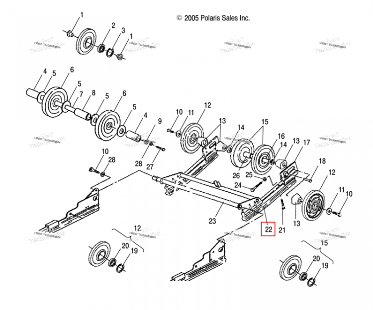 В сборе ARTICULATED рейлинг включает 17,18 Polaris Widetrak LX (2006) (1541133)