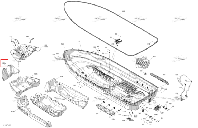 Поплавок Hull передний верхний Sea-Doo GTR 300 X (2026) (292002405)