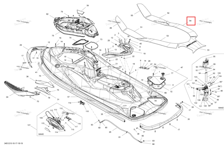 Правый задний Carpet Sea-Doo RXT-X 260 RS (2012) (291003461)