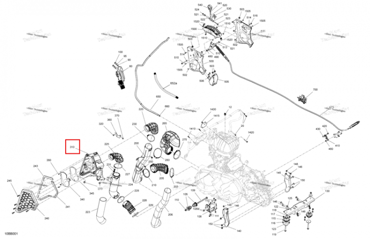 Воздушный Inlet коробка Can-Am Commander 1000R EFI DPS (2022) (706600360)
