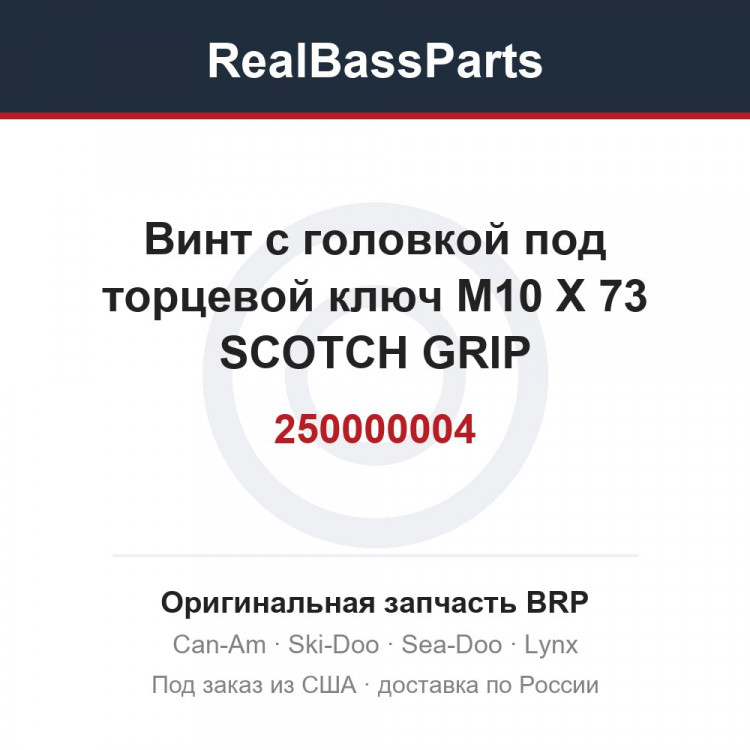 250000004 Винт с головкой под торцевой ключ M10 X 73 SCOTCH GRIP