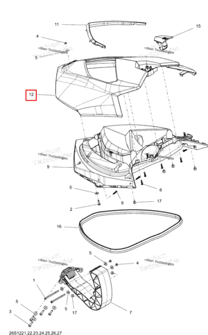 Чёрный Storage крышка GTI STD Sea-Doo 269501933