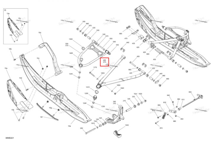 Правый нижний подвески рычаг 34 Ski-Doo Summit 850 E-TEC Turbo R X (2024) (505075471)