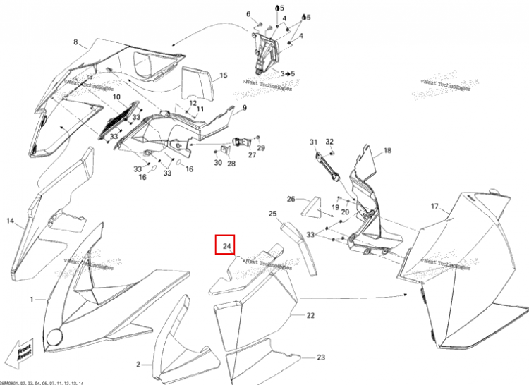 Левый панель верхний поролон Ski-Doo Summit X 800R Power T.E.K. (2009) (517303985)