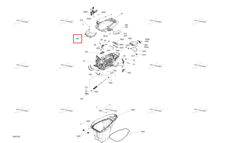 Глубокий чёрный верхний капот Sea-Doo RXT-X 300 (2023) (269502446)