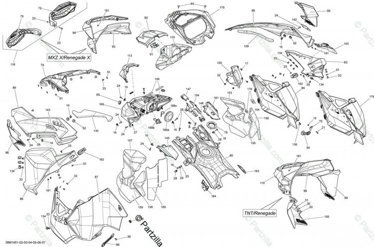 517305386 Задняя консоль canam красная
