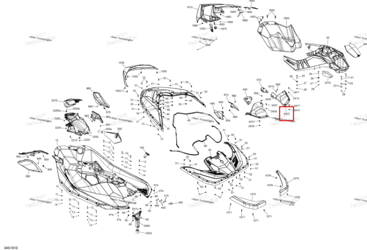 Can Am красный правый подножка в сборе Package Trixx Sea-Doo Spark 900 HO ACE (2018) (291004539)