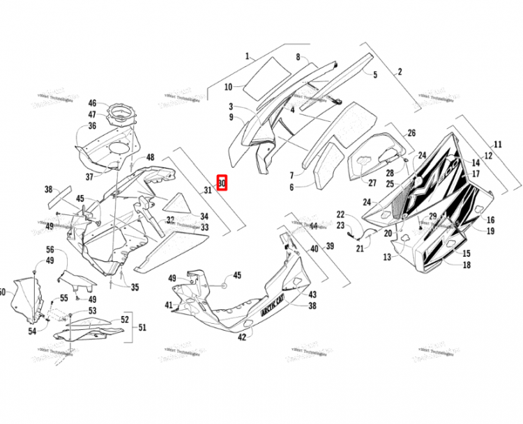 3718-236 Панель нижняя правая Arctic Cat 