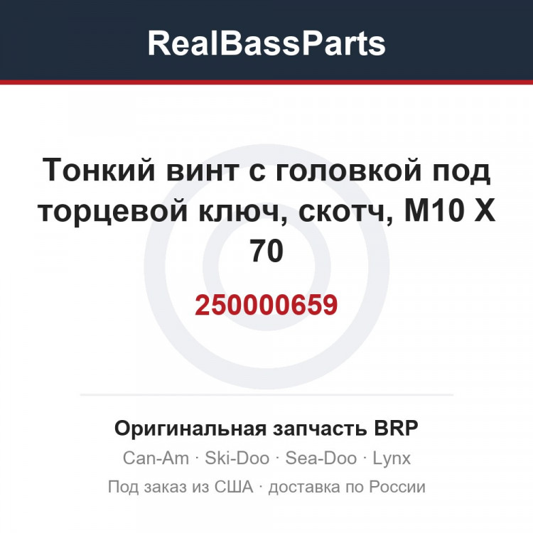 250000659 Тонкий винт с головкой под торцевой ключ, скотч, M10 X 70