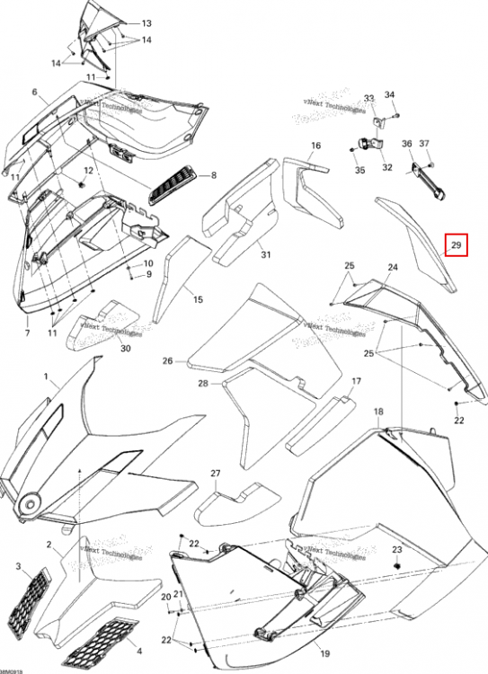 Левый задний панель поролон Ski-Doo GTX LE 1200 4-TEC (2009) (517304135)