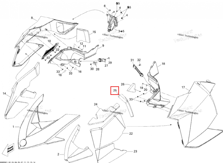 Левый панель задний поролон Ski-Doo Summit X 800R Power T.E.K. (2009) (517303986)