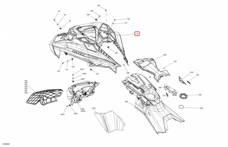 517307434 Капот серый Ski-Doo