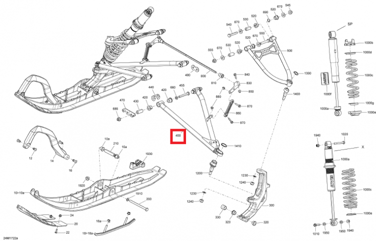 Рычаг левый нижний Voevoda G4 Ski-Doo LH Lower Arm 36" 505073739