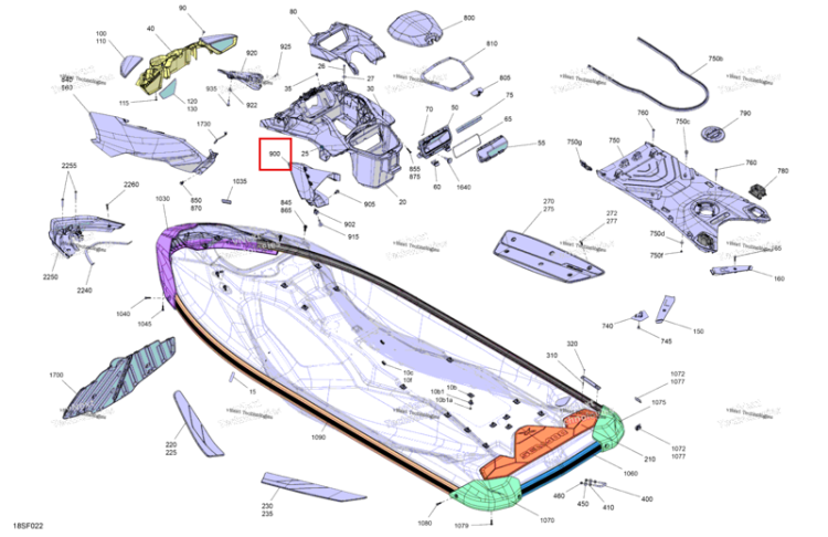 Левый передний решётка панель Sea-Doo RXP 325 X (2026) (291005330)