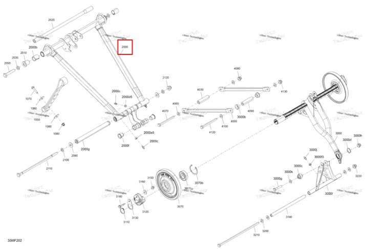 Передний подвески рычаг в сборе включает 2000 to 2000 g Ski-Doo Summit X 850 E-TEC Turbo R (2026) (503197688)