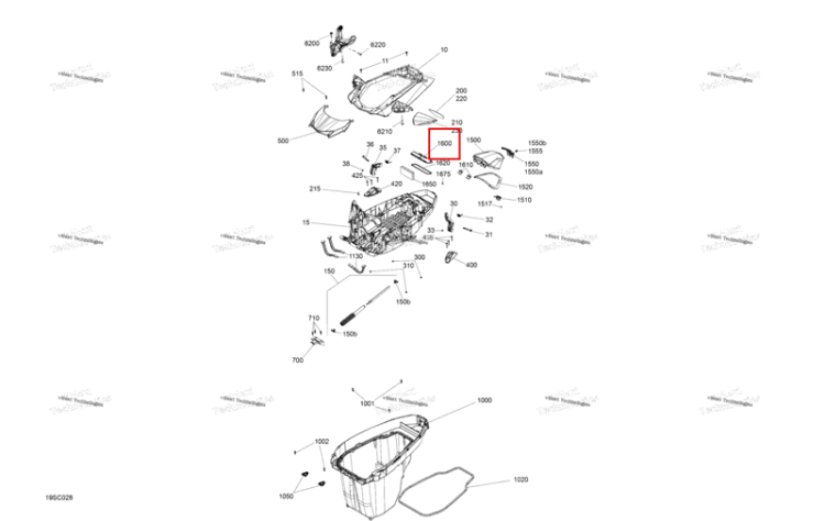 Коробка крышка Sea-Doo RXT-X 300 (2023) (264000158)