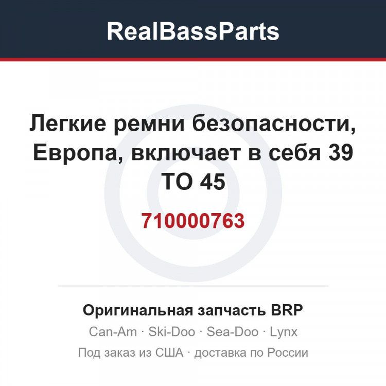 710000763 Легкие ремни безопасности, Европа, включает в себя 39 TO 45