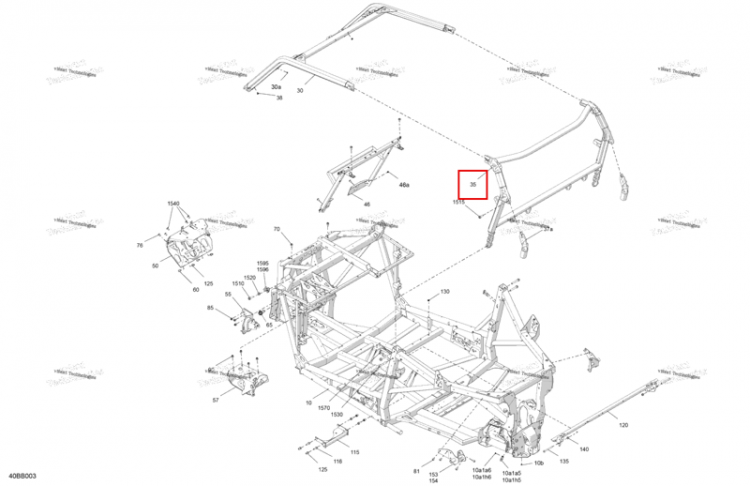 Глубокий чёрный задний каркас комплект Can-Am Commander 1000R EFI DPS (2022) (715009370)