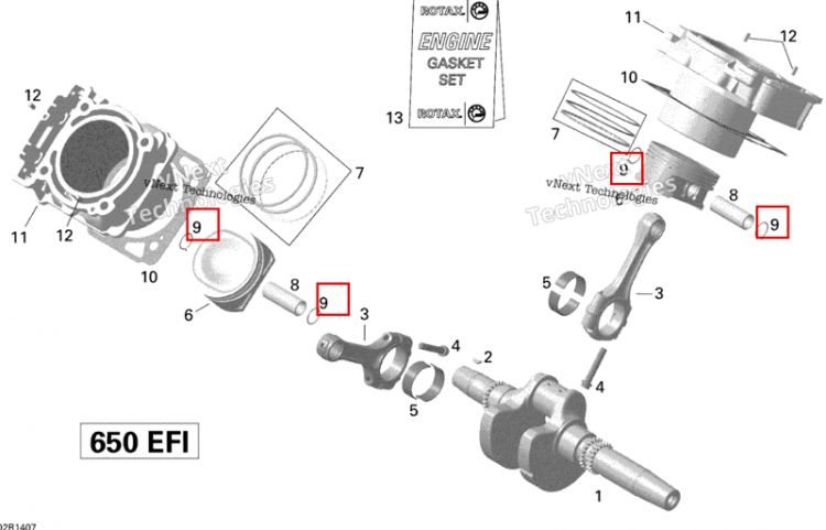 Поршень стопорное кольцо Can-Am Outlander 650 EFI STD DPS XT (2014) (420845109)