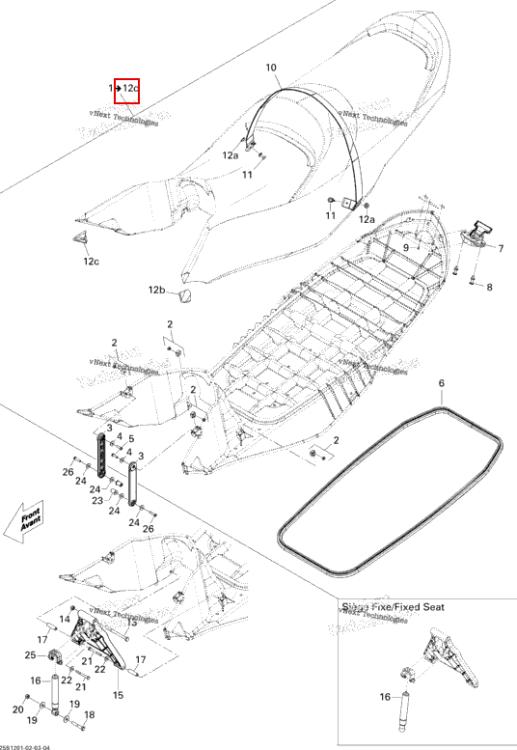 Сиденье в сборе включает 1 to 12 c Sea-Doo GTX 215 (2012) (269002352)