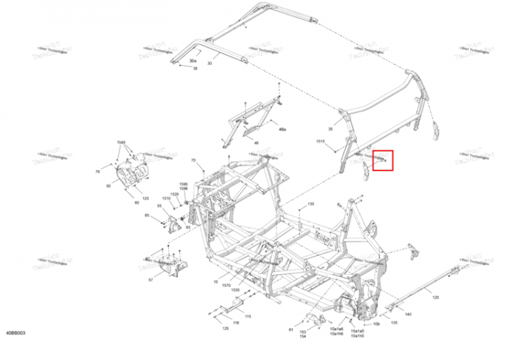 Глубокий чёрный задний каркас Extension Can-Am Commander 1000R EFI DPS (2022) (705211464)