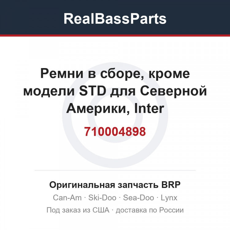 710004898 Ремни в сборе, кроме модели STD для Северной Америки, Inter