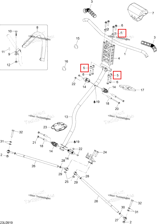 Верхний Steering опора Ski-Doo Expedition TUV 600 H.O. SDI REV-XU (2009) (506152394)