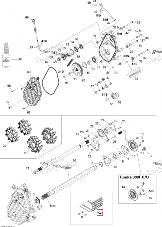 Гусеница 16 × 136 × 1.25 в сборе включает 7 to 9 Ski-Doo Skandic Tundra (2009) (504152675)