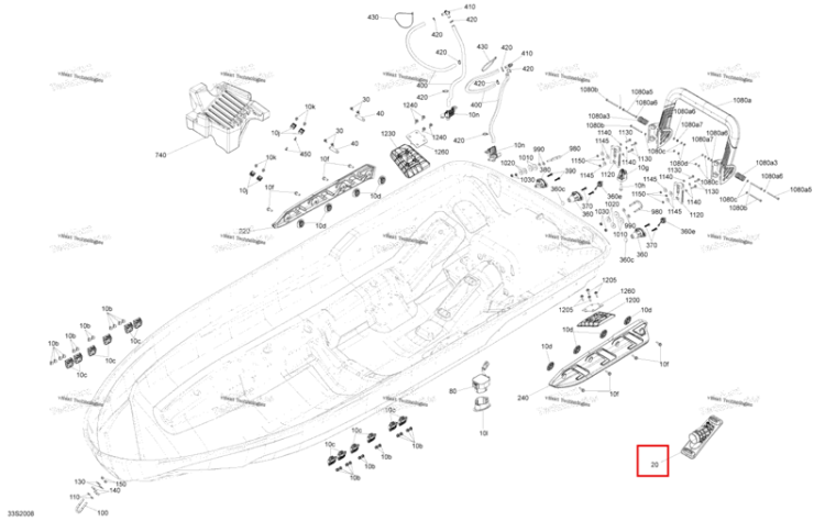 Hull вставка Sea-Doo GTX 300 (2020) (293450384)