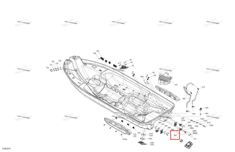 Through Hull фитинг в сборе включает 300 to 300 f Sea-Doo RXT-X 300 (2023) (292002766)