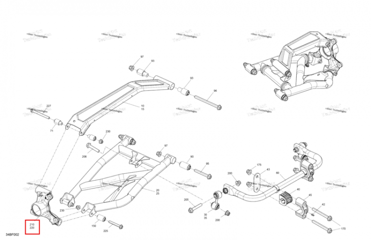 Правый задний поворотный кулак в сборе Can-Am Commander 1000R EFI XT (2026) (715010184)