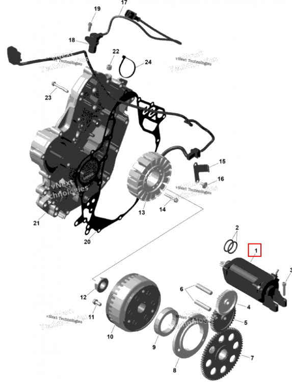 Электрический стартер в сборе Can-Am Outlander 4x4 XT 1000R (2025) (420893837)