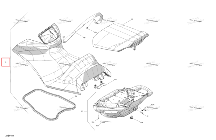 Steel серый водителя сиденье в сборе включает 10 to 10 h Sea-Doo GTR 300 X (2026) (269003772)