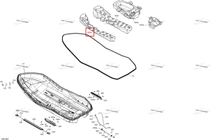 Левый поплавок Sea-Doo Spark 900 ACE (2018) (292001467)
