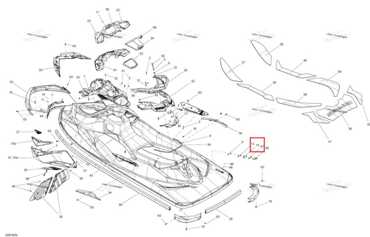 Чёрный Finition пластина Sea-Doo RXP (2016) (291001386)