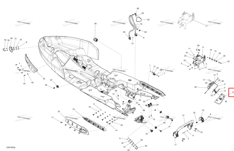 Левый облицовка TAB Sea-Doo RXT (2016) (292001460)