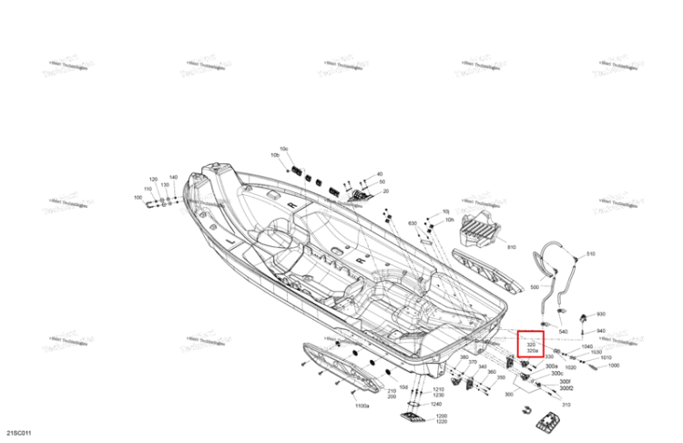Through Hull фитинг в сборе включает 320 to 320 a Sea-Doo RXT-X 300 (2023) (292002768)
