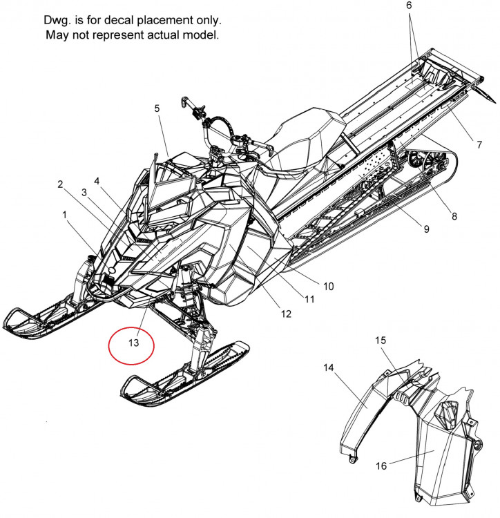 7179546 Наклейка катафот поддона правая черно красный для снегоходов Polaris PRO-RMK/AXYS PRO-RMK 7179546