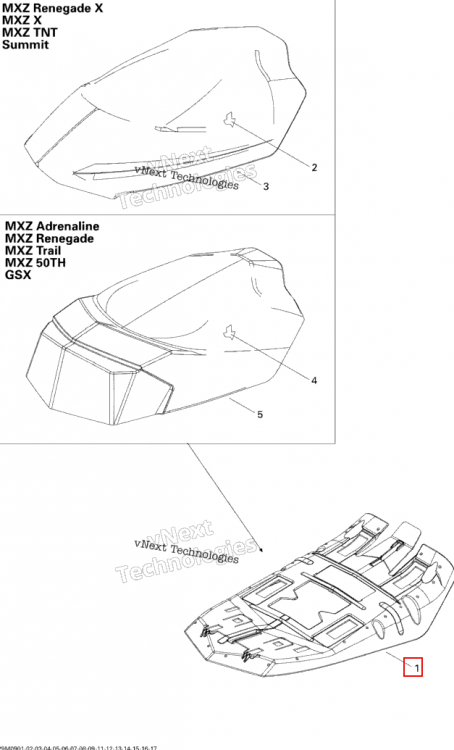 Сиденье основание Ski-Doo Summit X 800R Power T.E.K. (2009) (510004689)